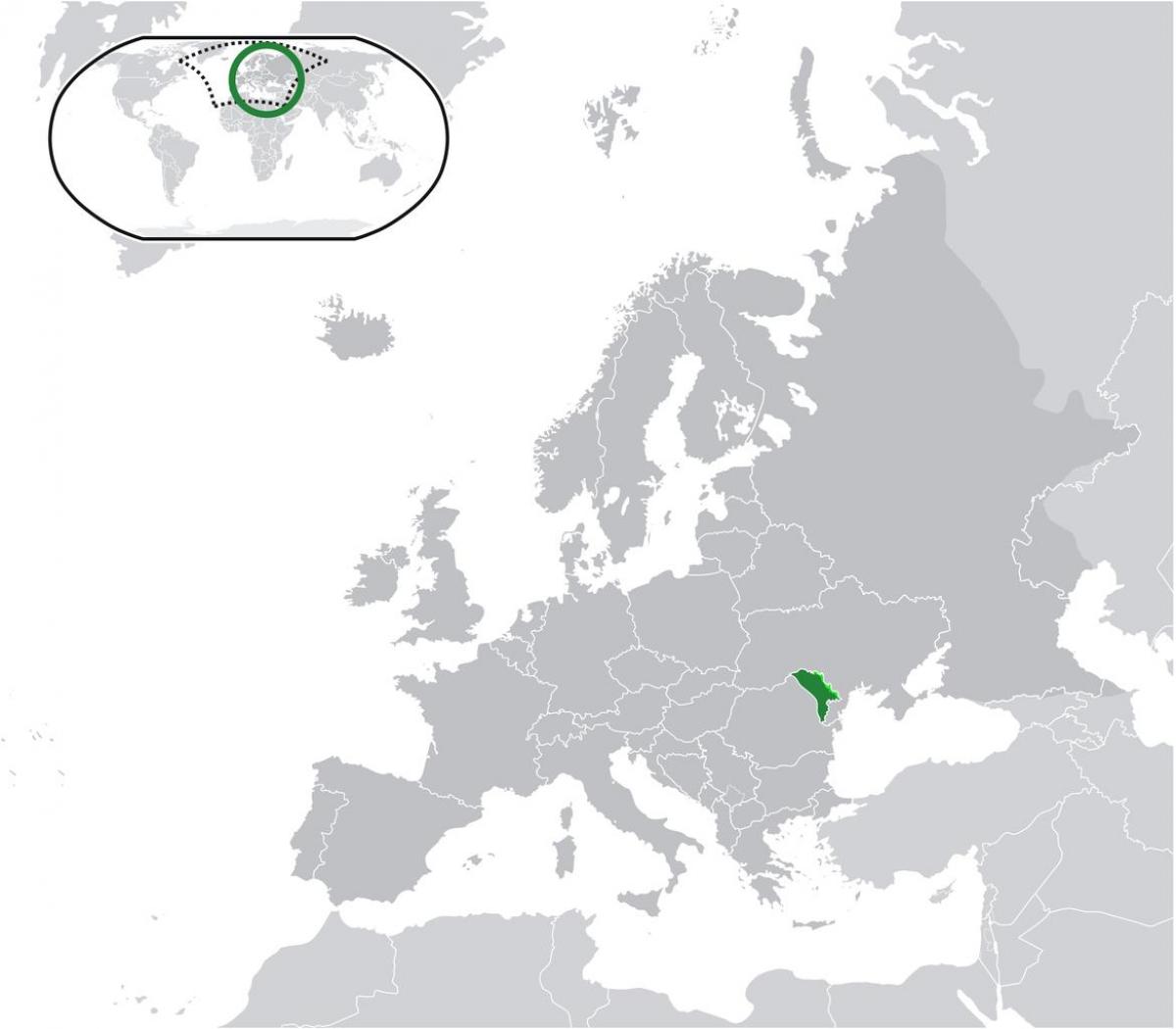 Moldavië locatie op de kaart van de wereld