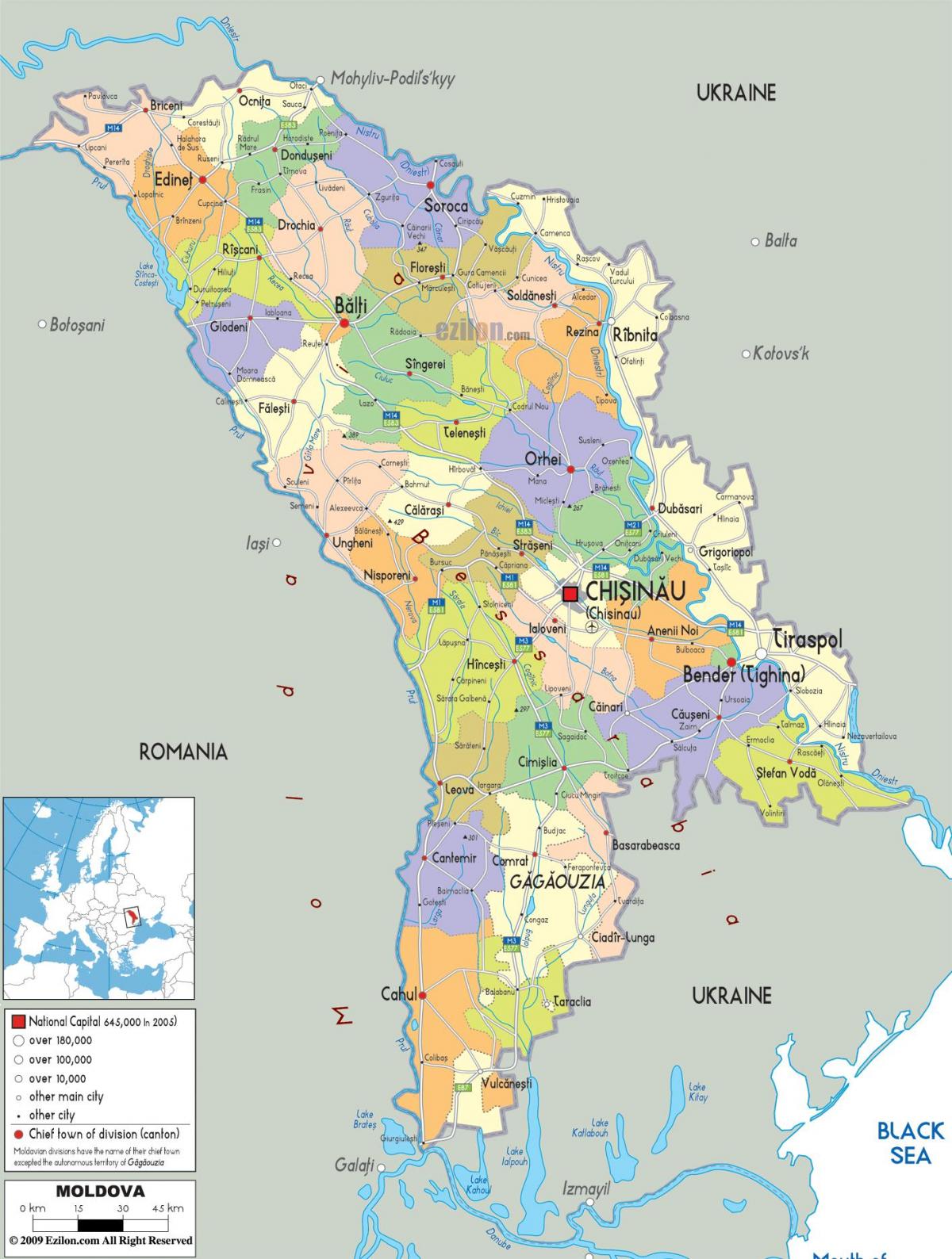 Kaart van tiraspol Moldavië